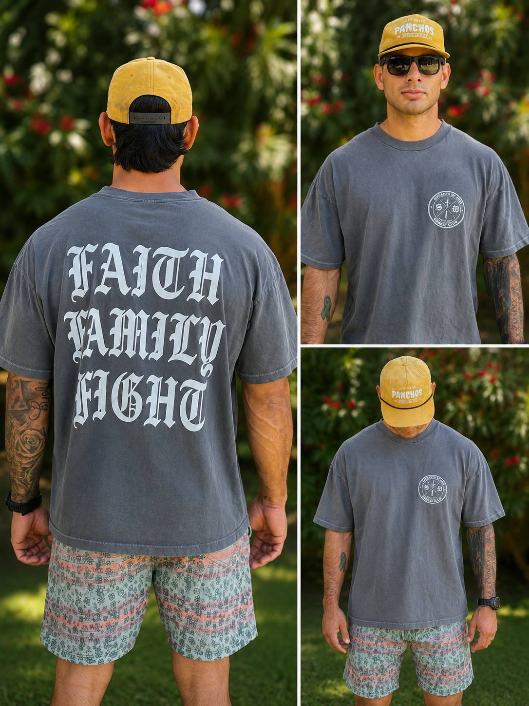 Drop shoulder FAITH FAMILY FIGHT tee